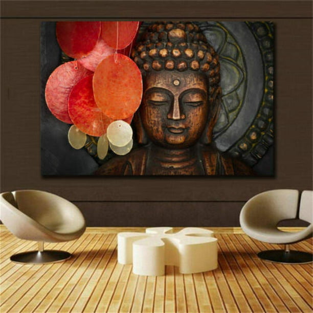 Buddha Statue Meditation 3 panel canvas Wall Art Home Decor Print Poster